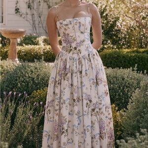 House of can 
Floral Maxi Dress with Spaghetti Straps